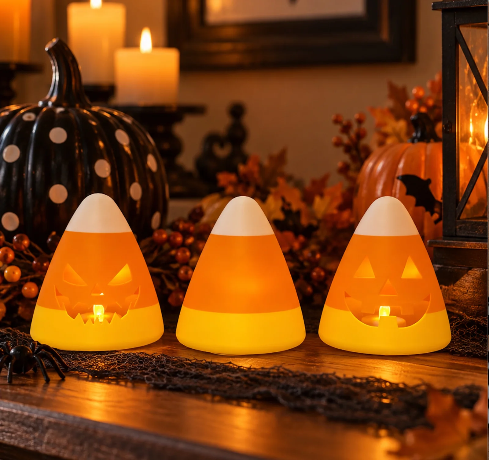 Candy Corn Jack-O'-Lantern Tea Light Covers 🎃